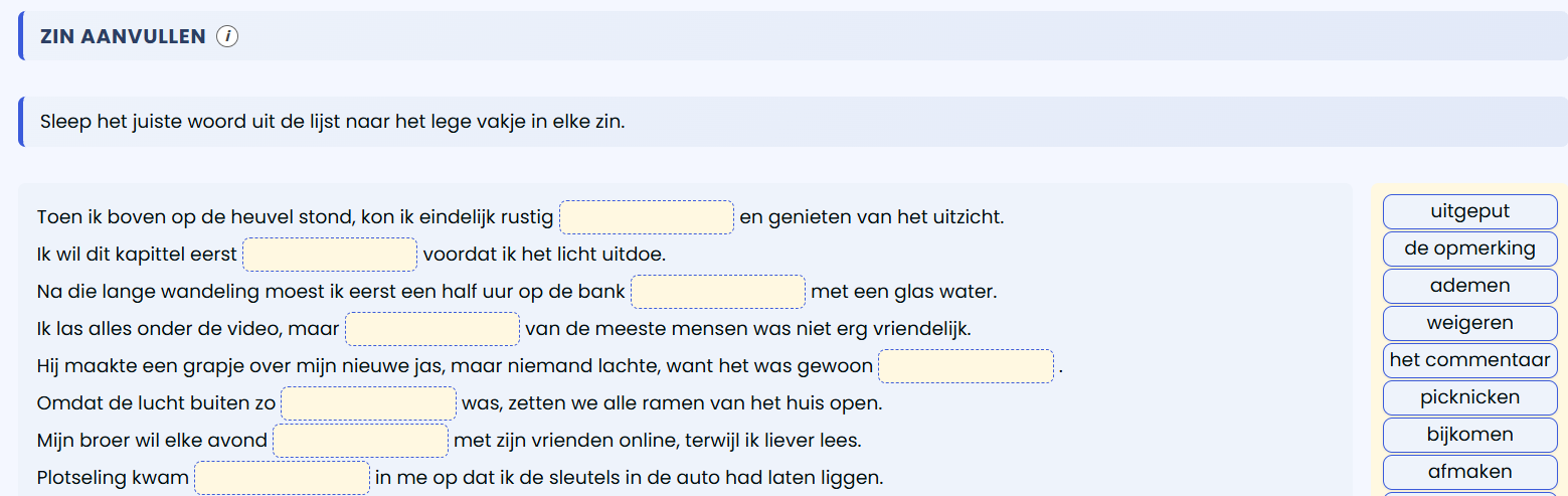 Real screenshot of the step: In a Sentence